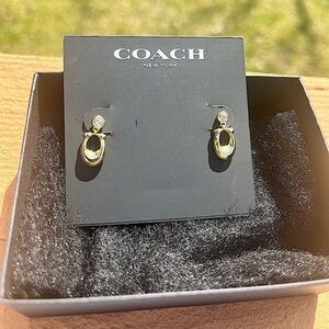 Coach Gold Mini Twist Drop Earrings with Crystal Accent – NWT